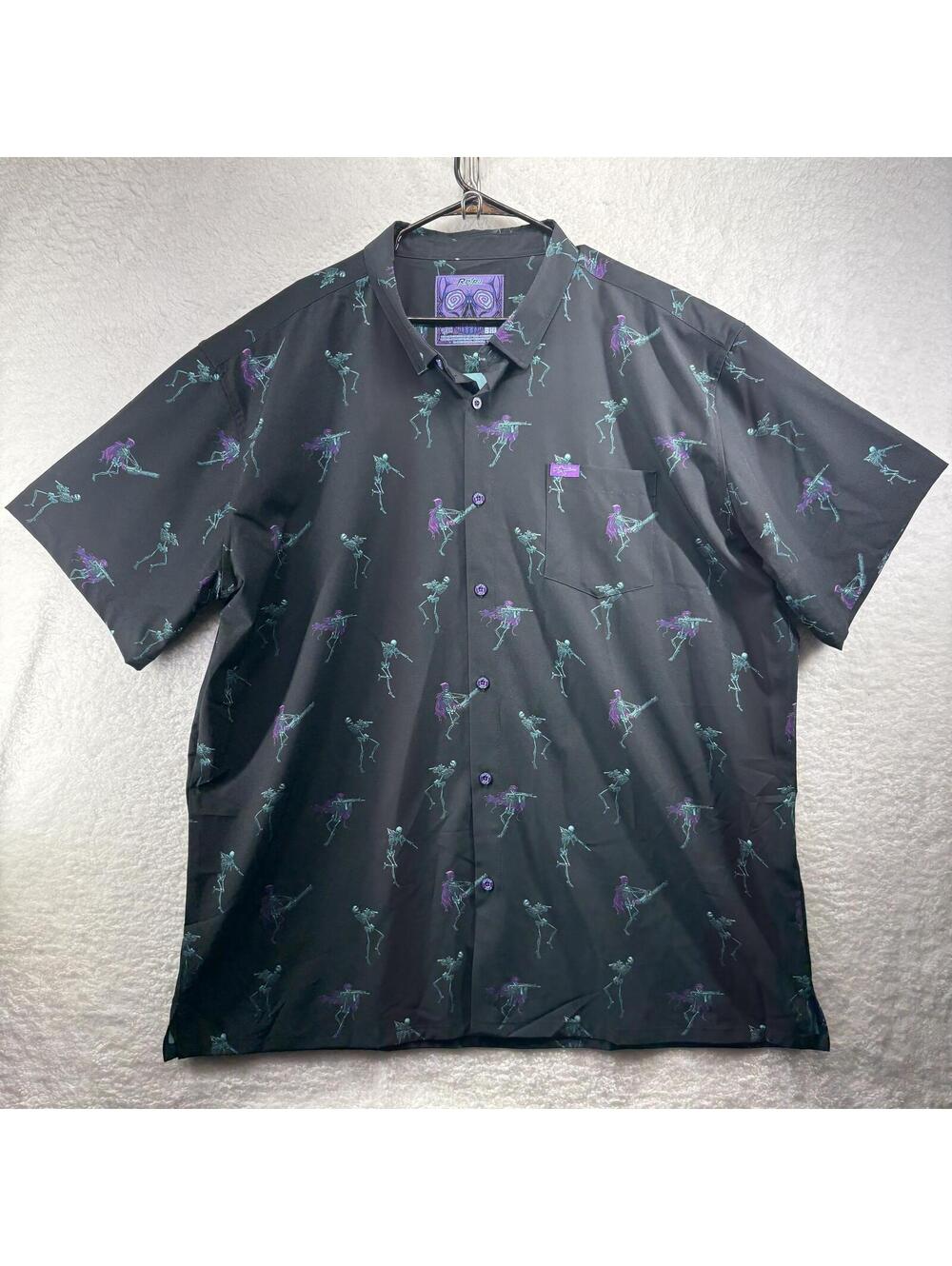 Retro Rifle Guns & Ghouls Performance Button Up Floral Mens 3XL Limited Edition